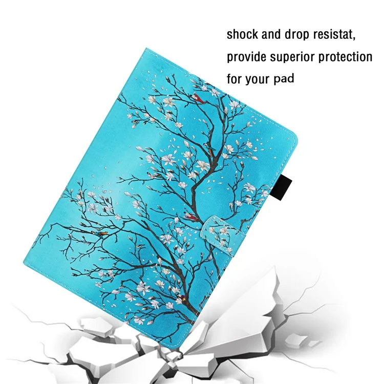 Pattern Printing Leather Card Holder Stand Tablet Shell for Samsung Galaxy Tab S7 T870  / T875 /  S8 - Flower Branch