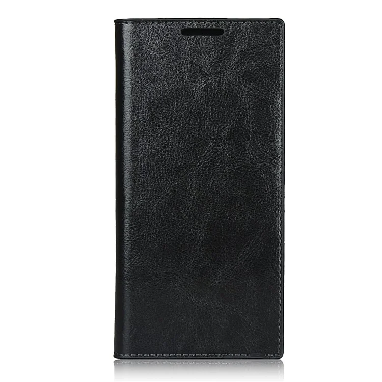 Crazy Horse Genuine Leather Wallet Cover Case for Samsung Galaxy Note20 Ultra/Note20 Ultra 5G - Black