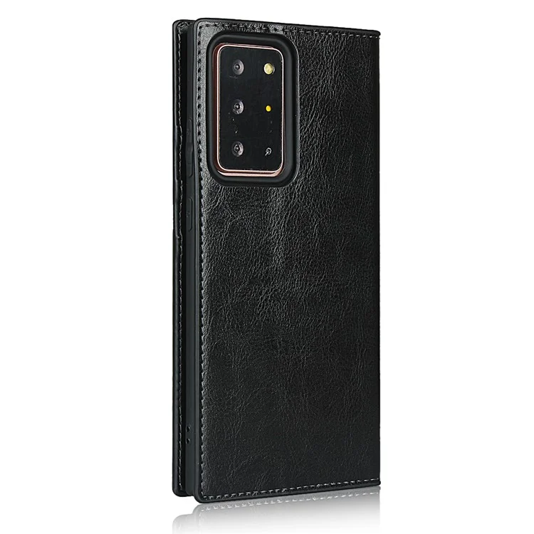 Crazy Horse Honuine Leather Wallet Cover Для Samsung Galaxy Note20 Ultra/Note20 Ultra 5G - Черный