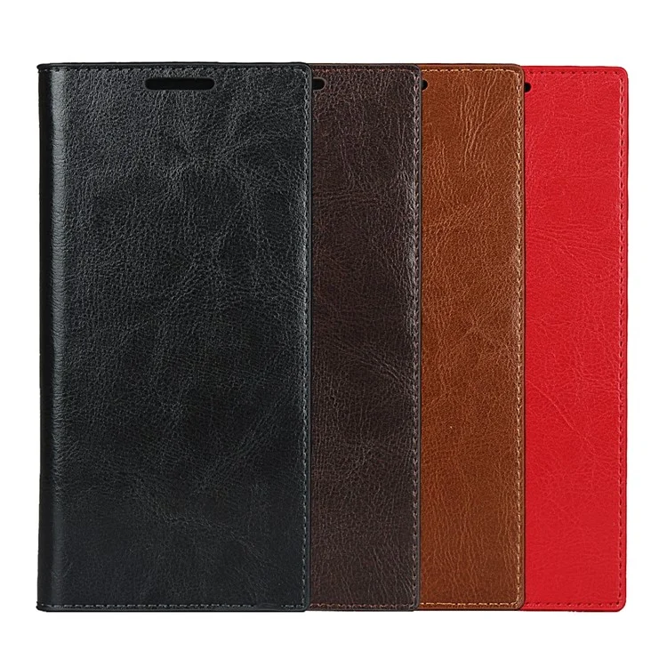 Portefeuille en cuir véritable Crazy Horse pour Samsung Galaxy Note20 Ultra/Note20 Ultra 5G - Noir