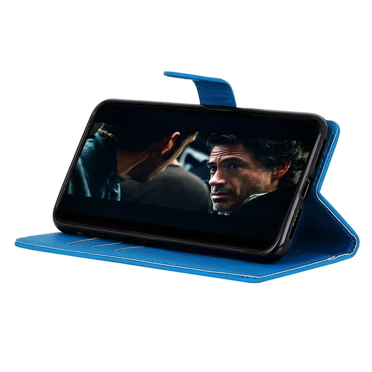 Para Samsung Galaxy S20 Edição de Fãs à Prova de Choque Anti-pó Anti-arranhão Litchi Carteira de Textura Tampa de Couro - Azul