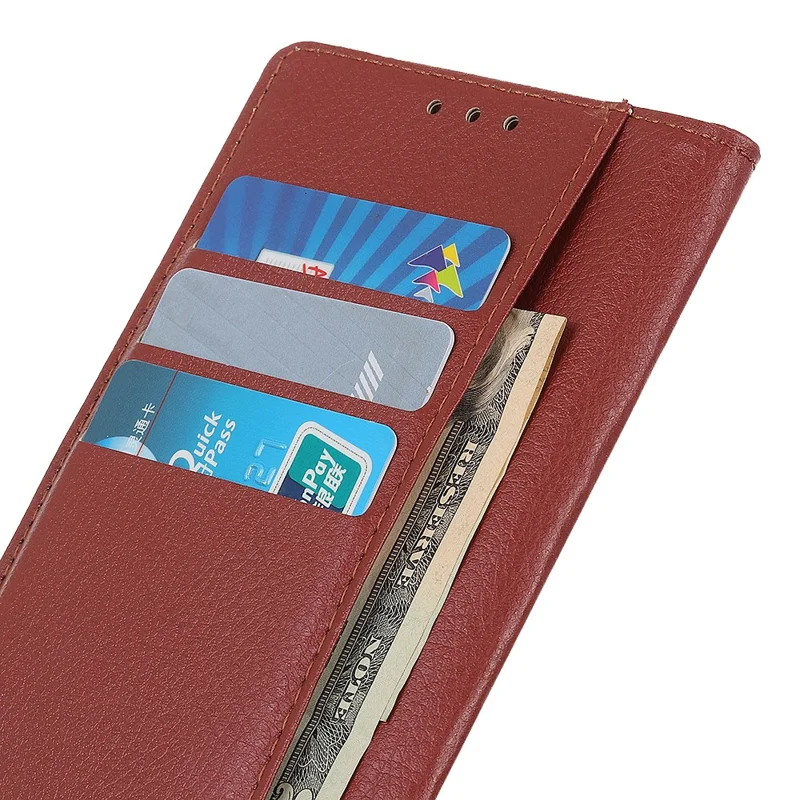 Für Samsung Galaxy S20 Fan Edition Stoßfest Staubdicht Kratzerresistent Litchi-Textur Wallet Stand Lederhülle - Braun