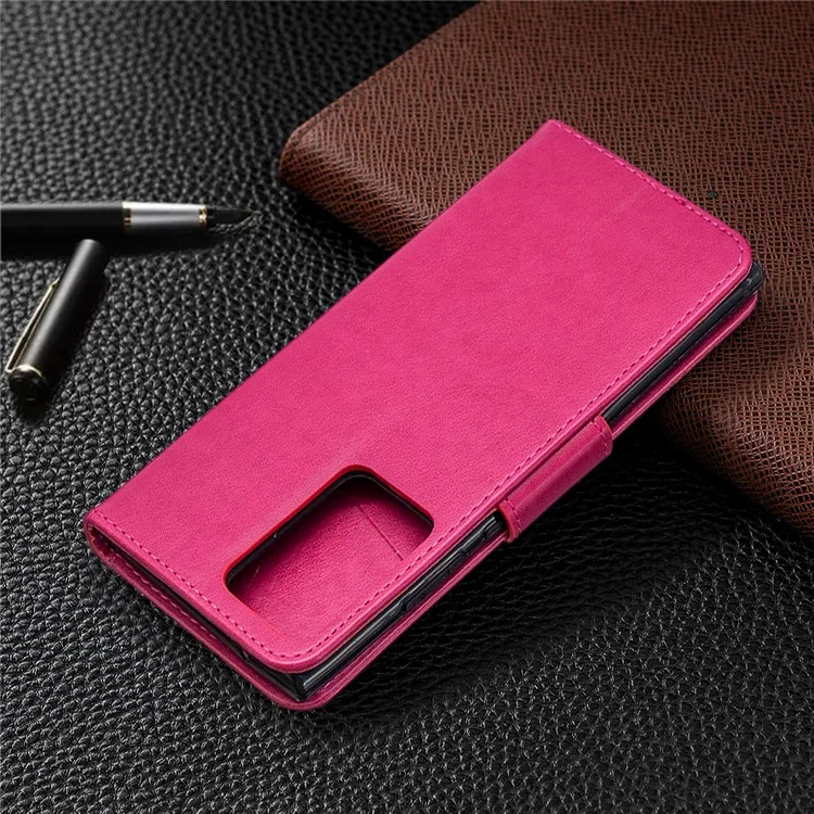 Imprint Butterflies Wallet Stand Flip Leather Phone Shell for Samsung Galaxy Note20 Ultra / Note20 Ultra 5G - Rose