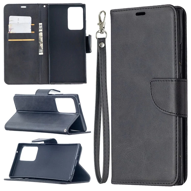 PU Leather Wallet Stand Phone Case for Samsung Galaxy Note20 Ultra 5G / Galaxy Note20 Ultra - Black