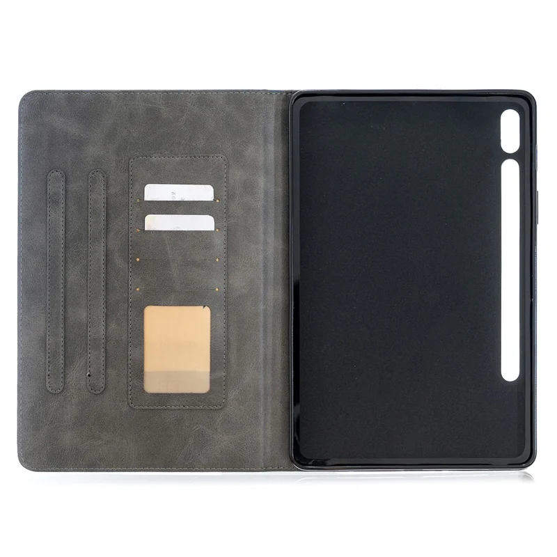 Geometrisk Mønster Cool Design Beskyttelsesstøtte Læderetui til Samsung Galaxy Tab S7 T870 / S8 - Grå