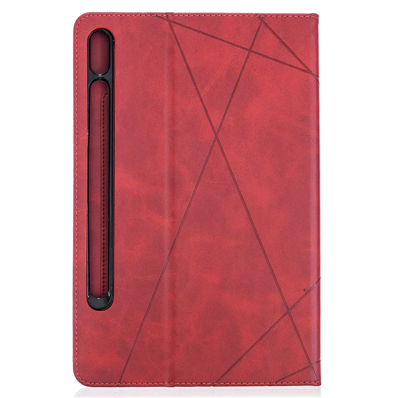 Geometric Pattern Cool Design Protector Stand Leather Case for Samsung Galaxy Tab S7 T870 / S8 - Red