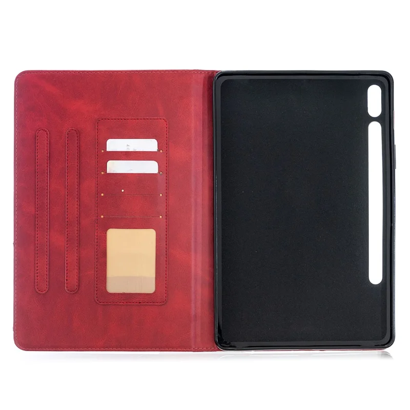 Geometric Pattern Cool Design Protector Stand Leather Case for Samsung Galaxy Tab S7 T870 / S8 - Red
