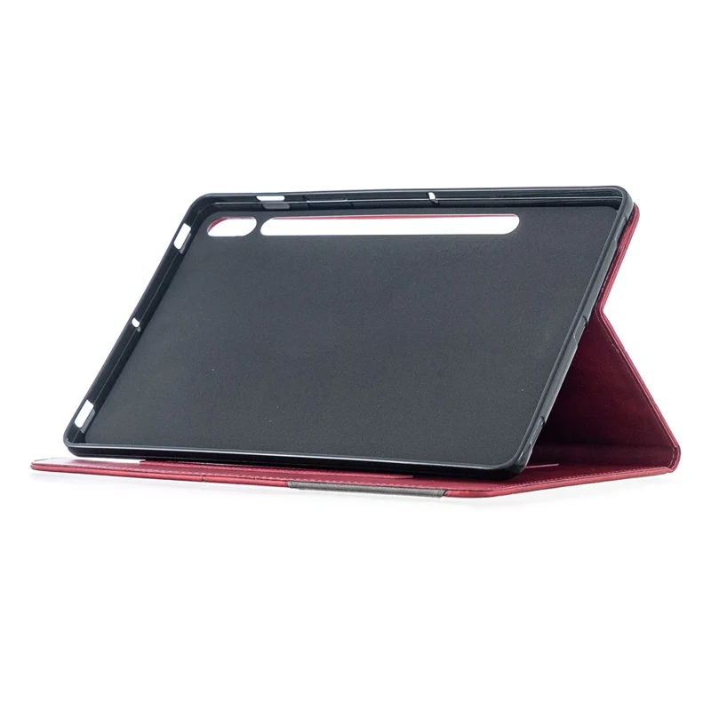 Geometric Pattern Cool Design Protector Stand Leather Case for Samsung Galaxy Tab S7 T870 / S8 - Red
