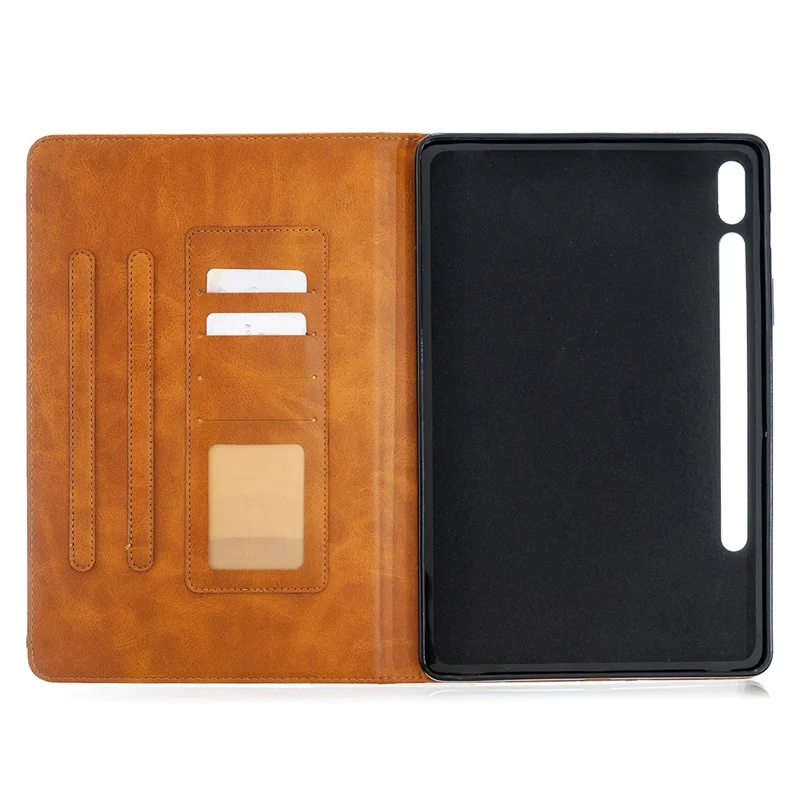 Geometric Pattern Cool Design Protector Stand Leather Case for Samsung Galaxy Tab S7 T870 / S8 - Yellow