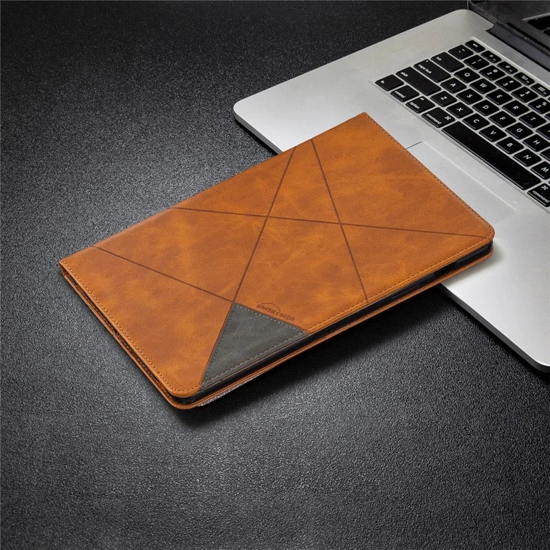 Geometric Pattern Cool Design Protector Stand Leather Case for Samsung Galaxy Tab S7 T870 / S8 - Yellow