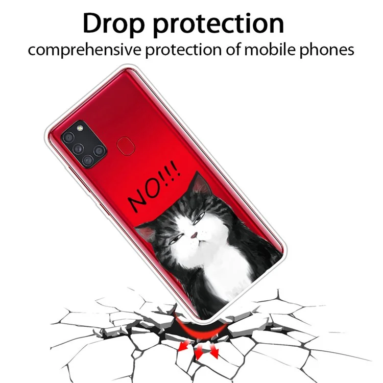 Pattern Printing Soft TPU Protection Case for Samsung Galaxy A21s - Cat