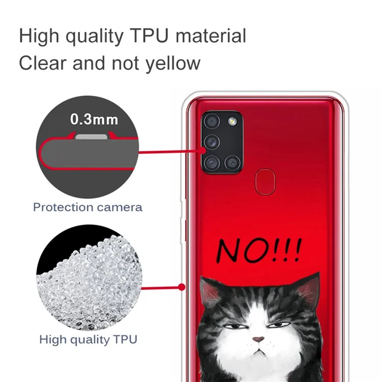 Pattern Printing Soft TPU Protection Case for Samsung Galaxy A21s - Cat