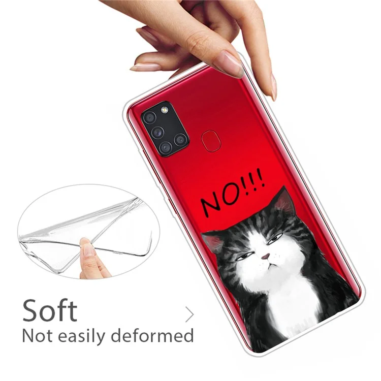 Pattern Printing Soft TPU Protection Case for Samsung Galaxy A21s - Cat