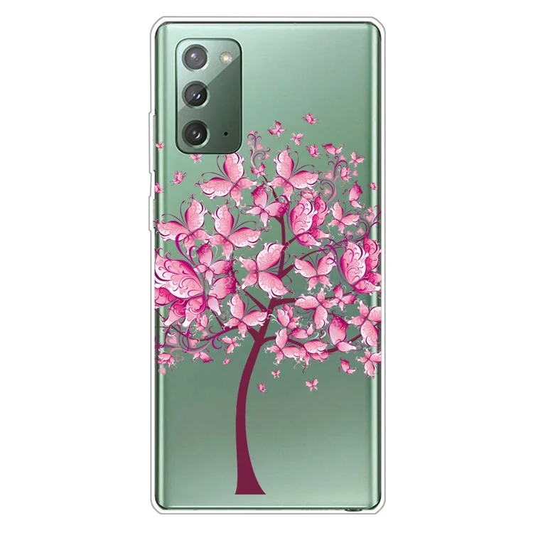Impression de Modèle TPU Case de Téléphone Pour Samsung Galaxy Note20 4g / 5g - Arbre Rose