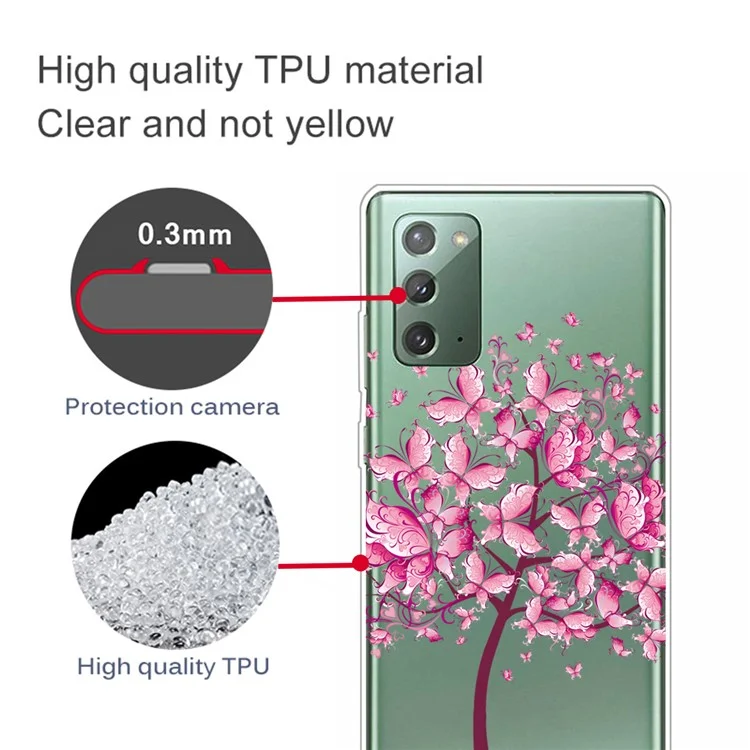 Impression de Modèle TPU Case de Téléphone Pour Samsung Galaxy Note20 4g / 5g - Arbre Rose