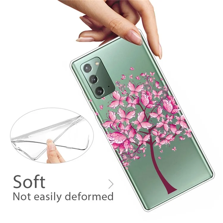Impression de Modèle TPU Case de Téléphone Pour Samsung Galaxy Note20 4g / 5g - Arbre Rose