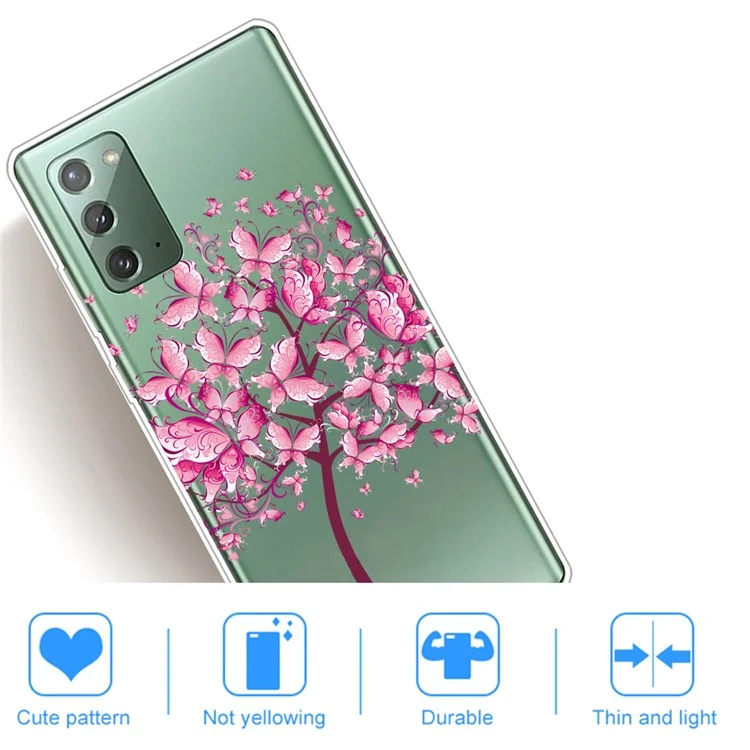 Impression de Modèle TPU Case de Téléphone Pour Samsung Galaxy Note20 4g / 5g - Arbre Rose