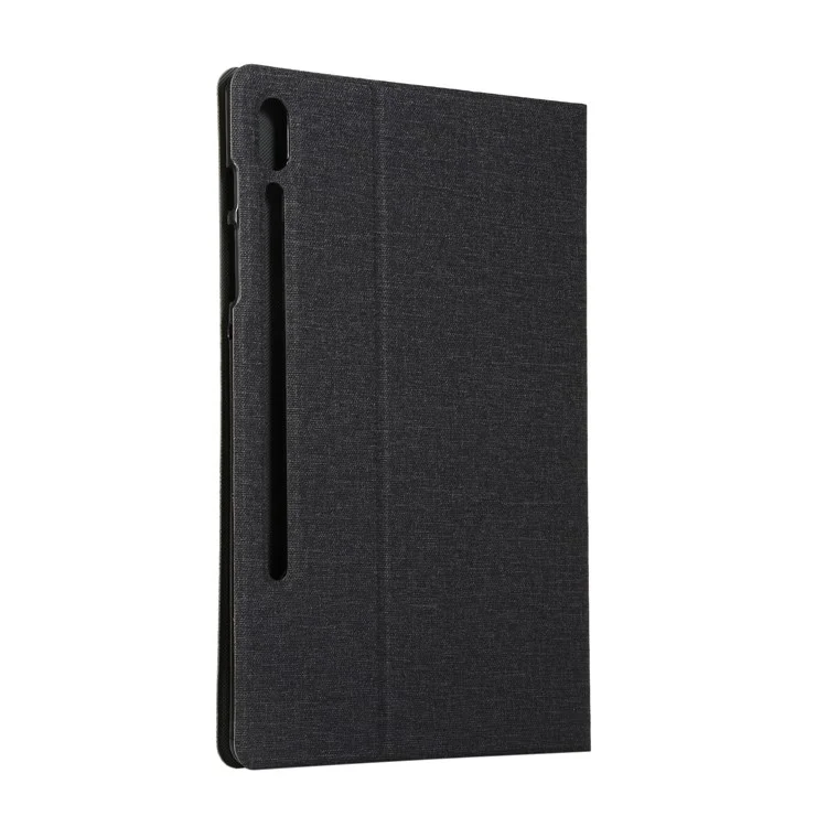 Cloth Texture Leather Stand Tablet Case for Samsung Galaxy Tab S7+ / S8+ - Black