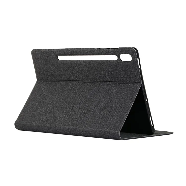 Cloth Texture Leather Stand Tablet Case for Samsung Galaxy Tab S7+ / S8+ - Black
