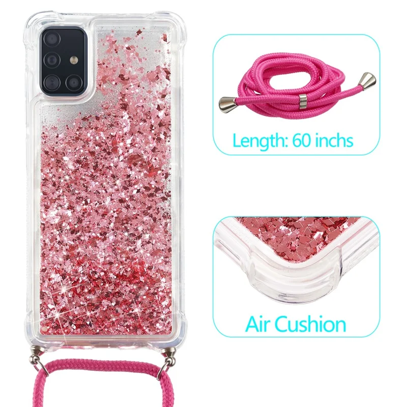 Glitter Powder Quicksand TPU Back Case for Samsung Galaxy A51 SM-A515 - Rose