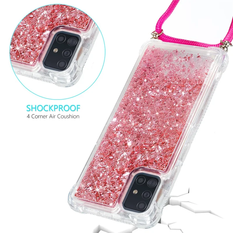 Glitter Powder Quicksand TPU Back Case for Samsung Galaxy A51 SM-A515 - Rose