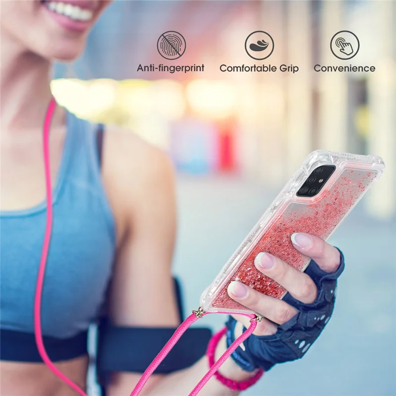 Glitter Powder Quicksand TPU Back Case for Samsung Galaxy A51 SM-A515 - Rose