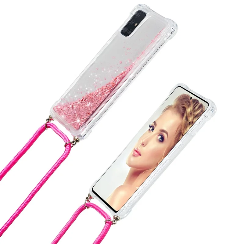 Glitter Powder Quicksand TPU Back Case for Samsung Galaxy A51 SM-A515 - Rose