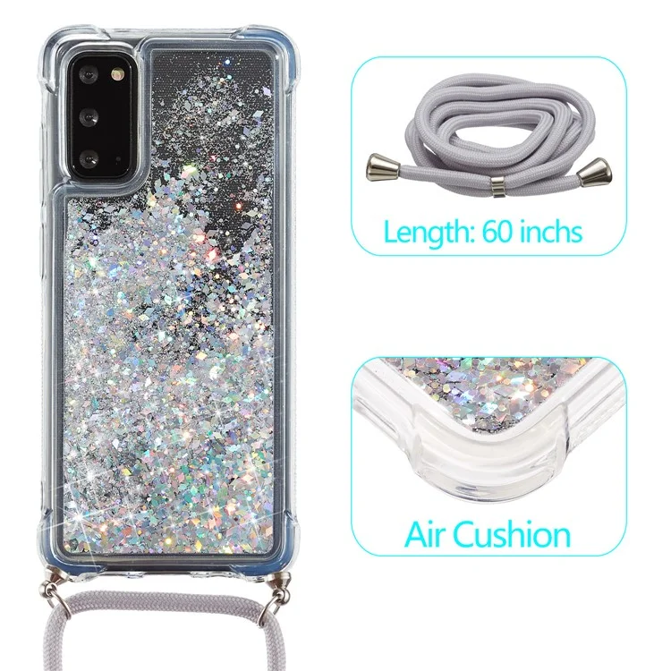 Case Arrière TPU Poudre de Poudre à Paillettes Pour Samsung Galaxy S20 4g / S20 5G - Gris