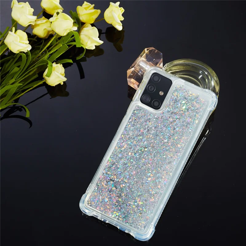 Pure Color Glitter Powder Quicksand TPU Shell for Samsung Galaxy A51 SM-A515 - Silver
