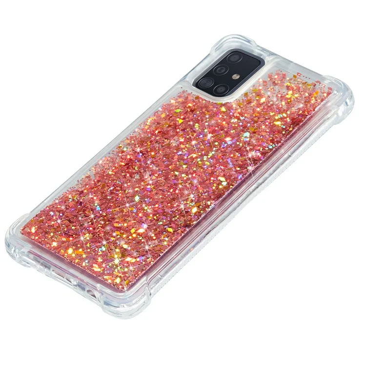 Pure Color Glitter Powder Quicksand TPU Shell for Samsung Galaxy A51 SM-A515 - Red