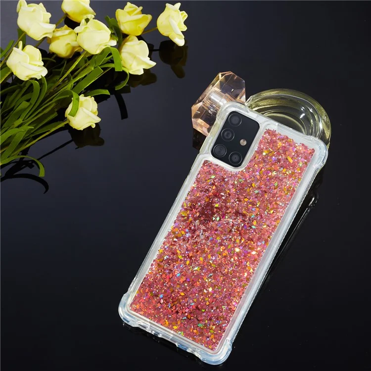 Pure Color Glitter Powder Quicksand TPU Shell for Samsung Galaxy A51 SM-A515 - Red