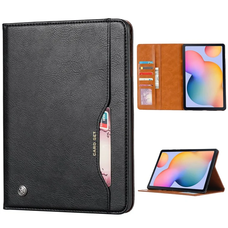 Para Samsung Galaxy Tab A7 10.4 (2020) TS505 / T500 PU Tableta De Cuero De La PU Múltiples Ranuras Para Tarjetas Caja De Absorción Automática - Negro