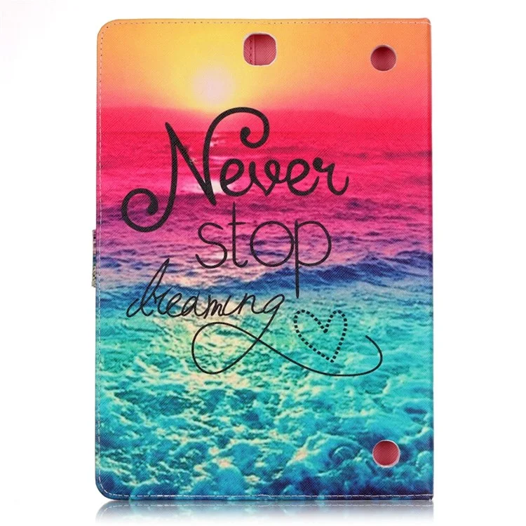Leather Wallet Stand Flip Case for Samsung Galaxy Tab A 9.7 T550 T555 - Sea and Quote