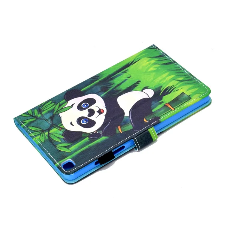 Printing Skin Leather with Card Holder Tablet Cover for Samsung Galaxy Tab A7 10.4 (2020) / (2022) T500 - Panda and Bamboo