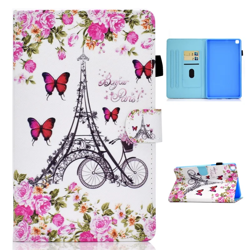 Printing Skin Leather with Card Holder Tablet Cover for Samsung Galaxy Tab A7 10.4 (2020) / (2022) T500 - Eiffel Tower