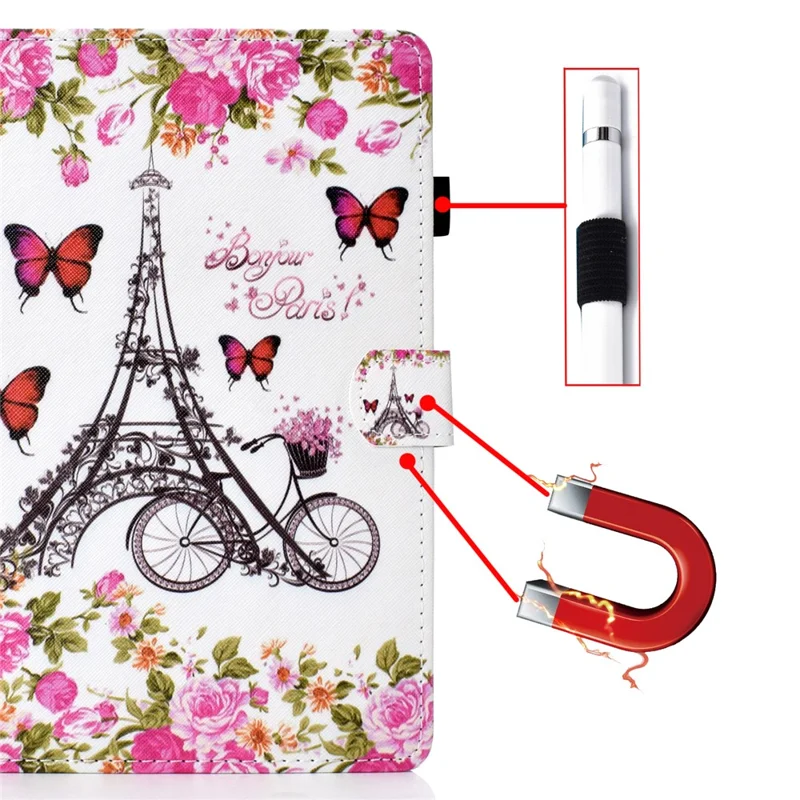 Printing Skin Leather with Card Holder Tablet Cover for Samsung Galaxy Tab A7 10.4 (2020) / (2022) T500 - Eiffel Tower