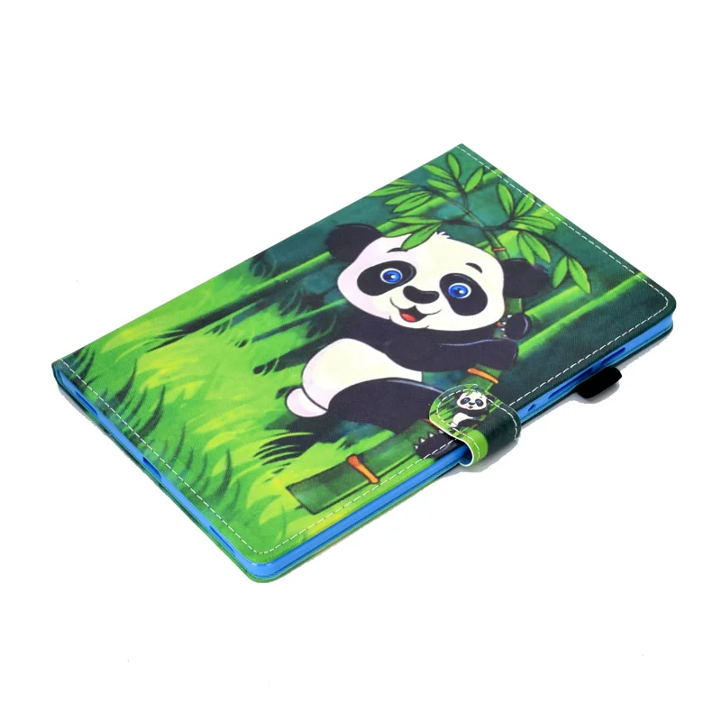 Printing Skin Leather with Card Holder Tablet Shell for Samsung Galaxy Tab S7 T870 / S8 - Panda and Bamboo