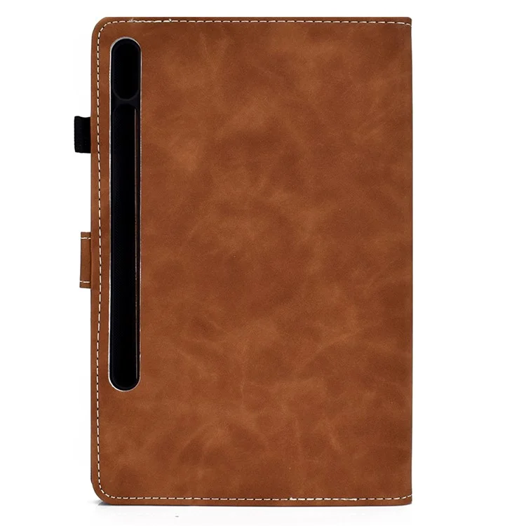 Coque de protection en cuir de couleur unie pour Samsung Galaxy Tab S7 T870 / S8 - Marron