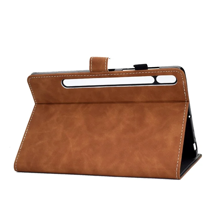 Coque de protection en cuir de couleur unie pour Samsung Galaxy Tab S7 T870 / S8 - Marron