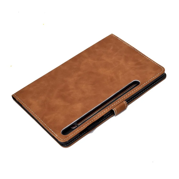 Coque de protection en cuir de couleur unie pour Samsung Galaxy Tab S7 T870 / S8 - Marron