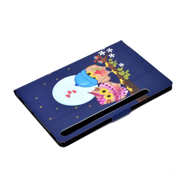 Pattern Printing Leather Stand Tablet Case for Samsung Galaxy Tab S7 T870 / S8 - Couple Owls