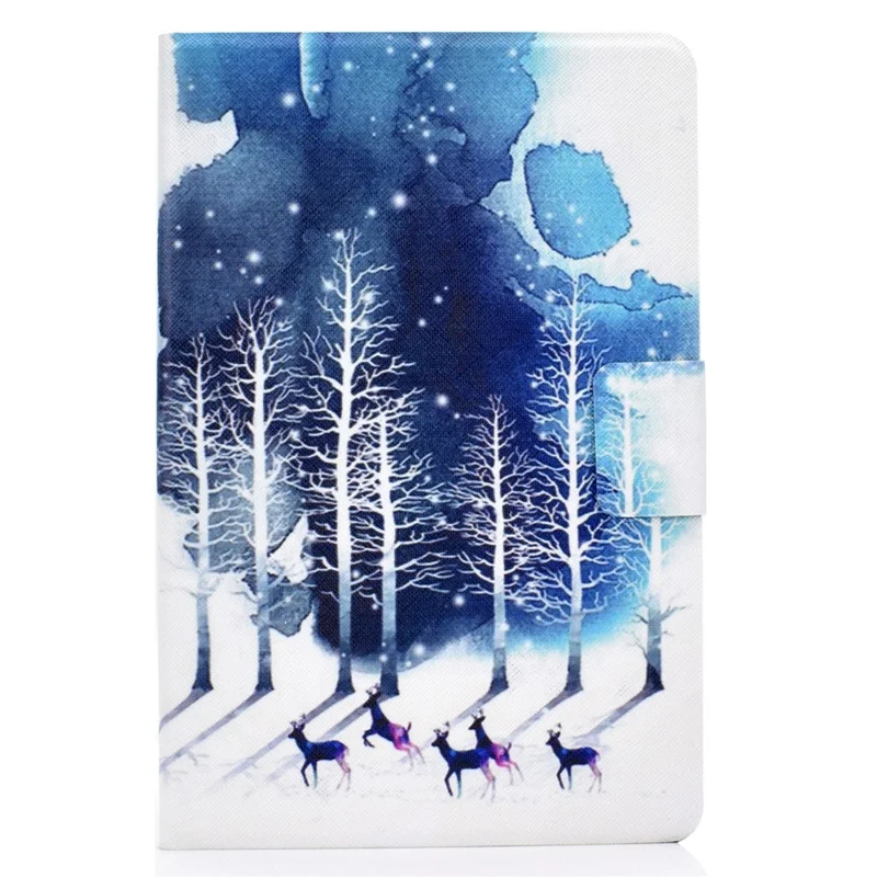 Pattern Printing Leather Stand Tablet Case for Samsung Galaxy Tab S7 T870 / S8 - Forest and Elk