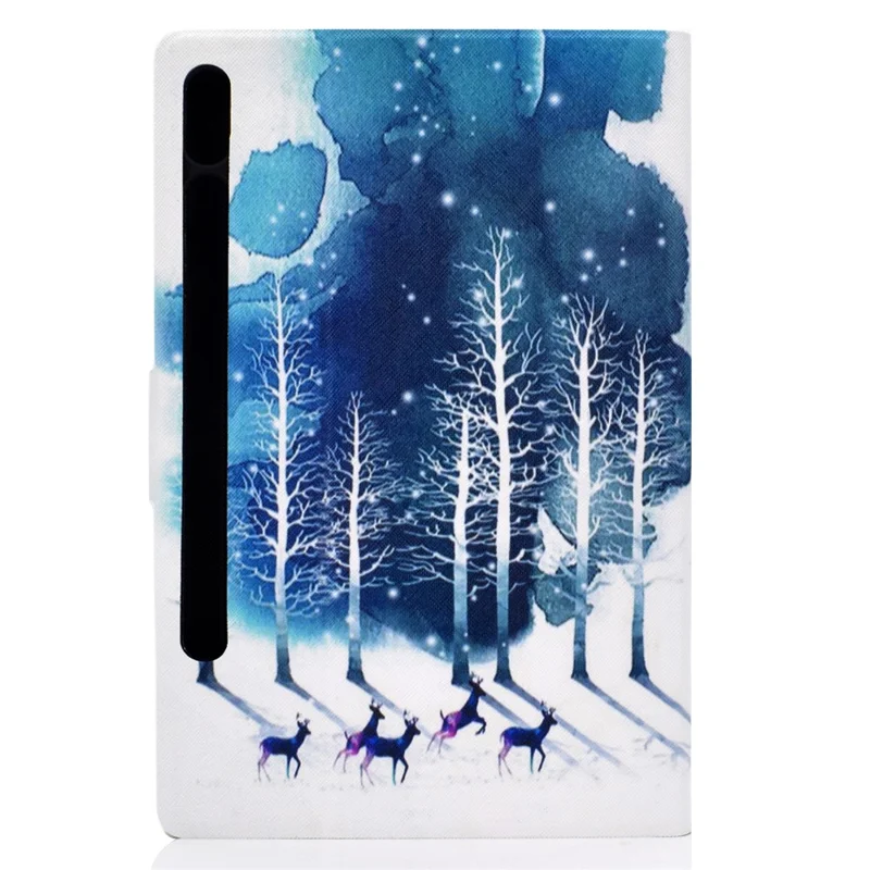 Pattern Printing Leather Stand Tablet Case for Samsung Galaxy Tab S7 T870 / S8 - Forest and Elk