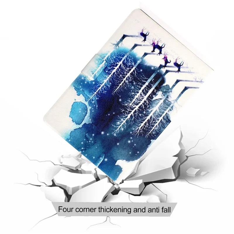Pattern Printing Leather Stand Tablet Case for Samsung Galaxy Tab S7 T870 / S8 - Forest and Elk