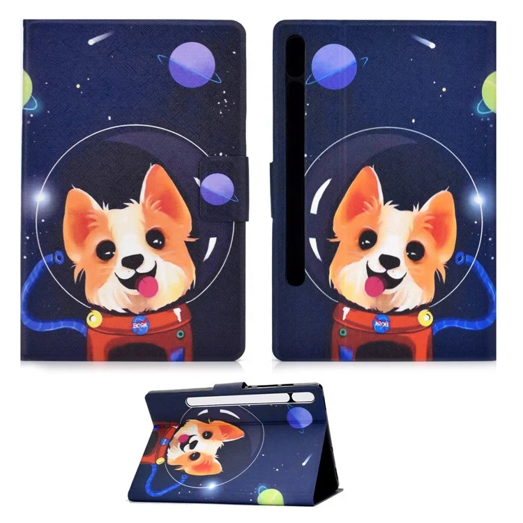 Pattern Printing Leather Stand Tablet Case for Samsung Galaxy Tab S7 T870 / S8 - Aerospace Dog
