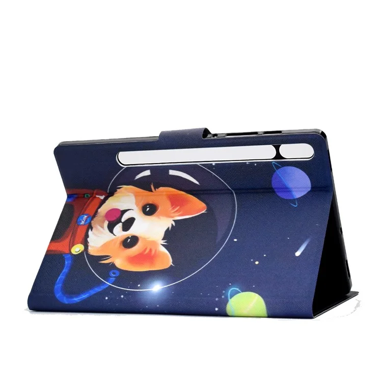 Pattern Printing Leather Stand Tablet Case for Samsung Galaxy Tab S7 T870 / S8 - Aerospace Dog