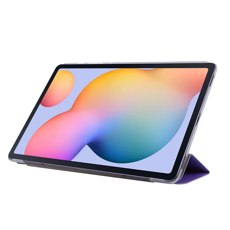 Ledertasche mit Seidenstruktur, dreiteilig mit Ständer, für Samsung Galaxy Tab S7 / S8 – Lila