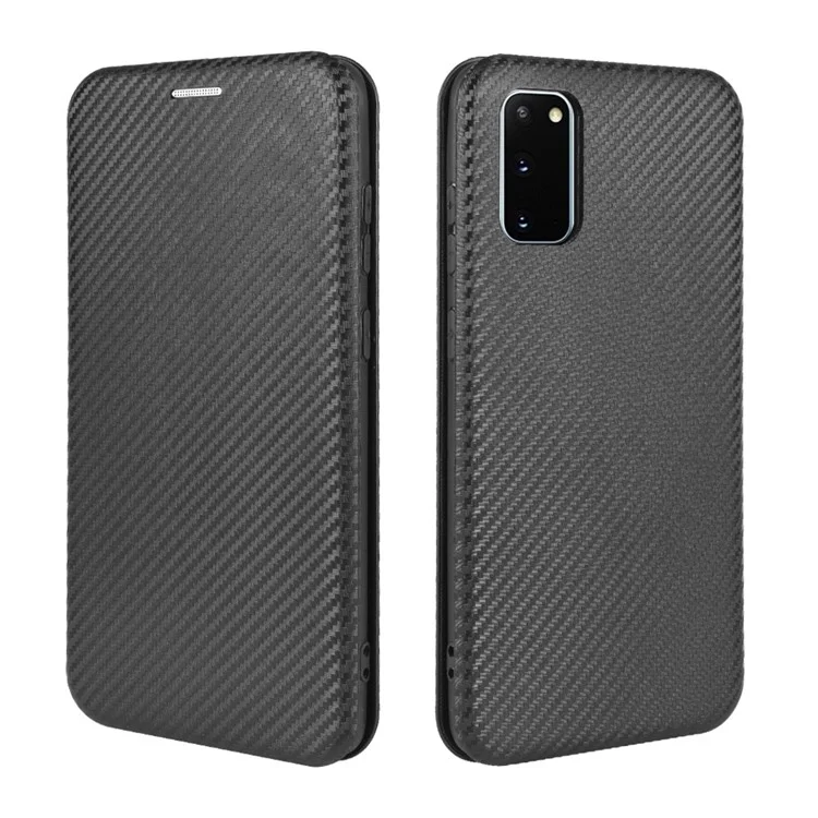 Carbon Fiber Auto-absorbed PU Leather Shell for Samsung Galaxy S20 FE 4G/5G/S20 Lite/S20 FE 2022 - Black