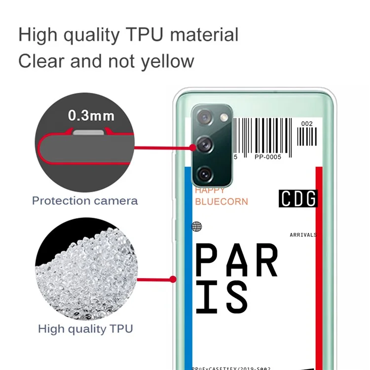 Посадочный Пас Городской Штрих -код Текстуры TPU Защитная Обложка Для Samsung Galaxy S20 Fe/s20 Fan Edition/S20 fe 5G/S20 Fan Edition 5G/S20 Lite - Париж