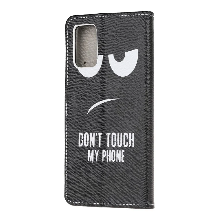 Carteira Protetora de Couro com Textura Cruzada Estampada para Samsung Galaxy S20 Lite/S20 Fan Edition - Não Encoste no Meu Telefone